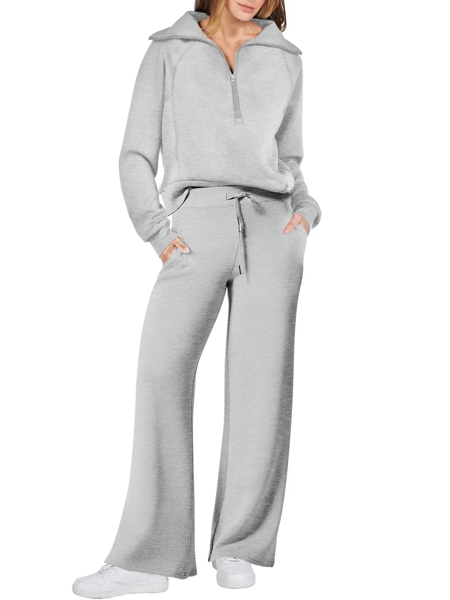 Women Sweatshirts Wide Leg Pants Two Pieces