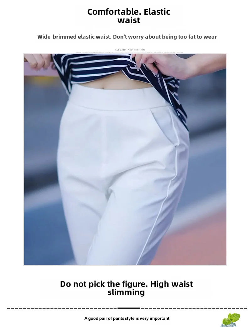 Casual Style Lightweight Casual Suit  Elastic Waist Short Length Pants