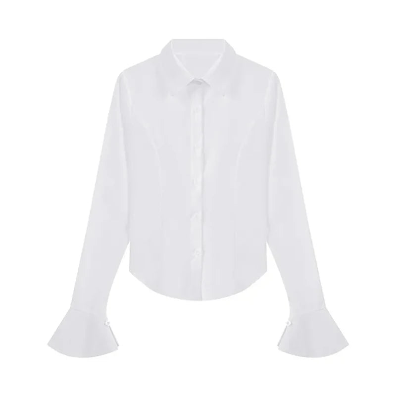 Gidyq Fashion Women Bandage Shirts Korean All Match