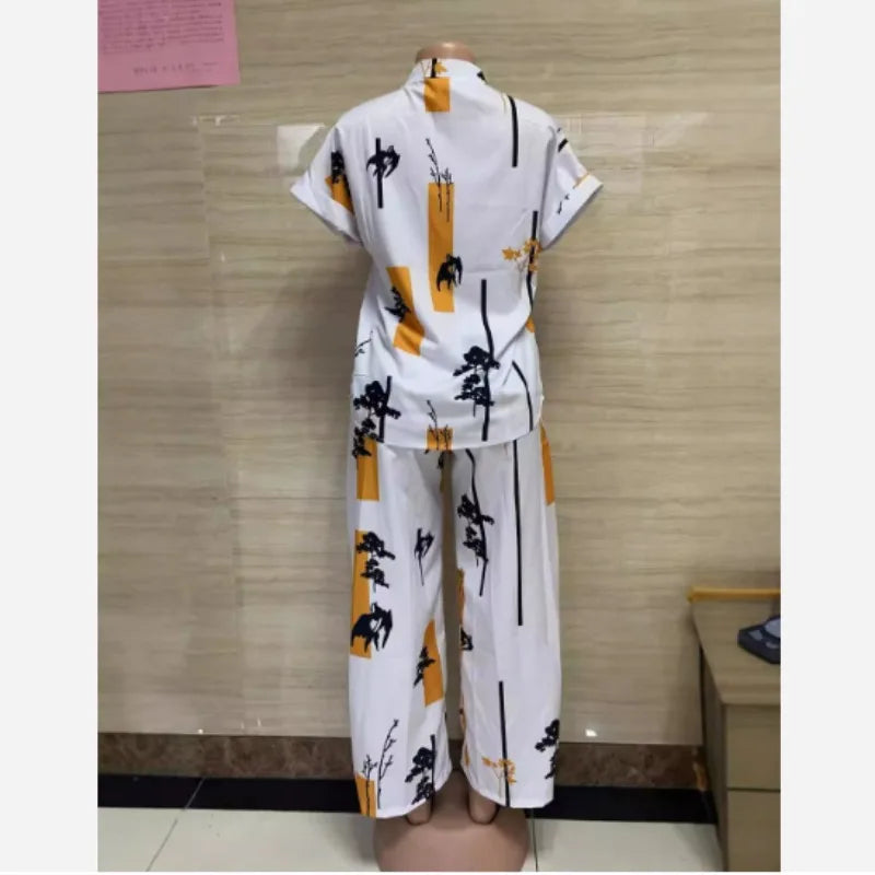 Two Piece Set Woman Shirt Tracksuit Set Summer Top Matching Sets