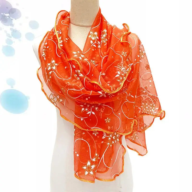 Lace Scarf Lightweight  Elegant  Print Silk Neckerchief Shawl Wraps