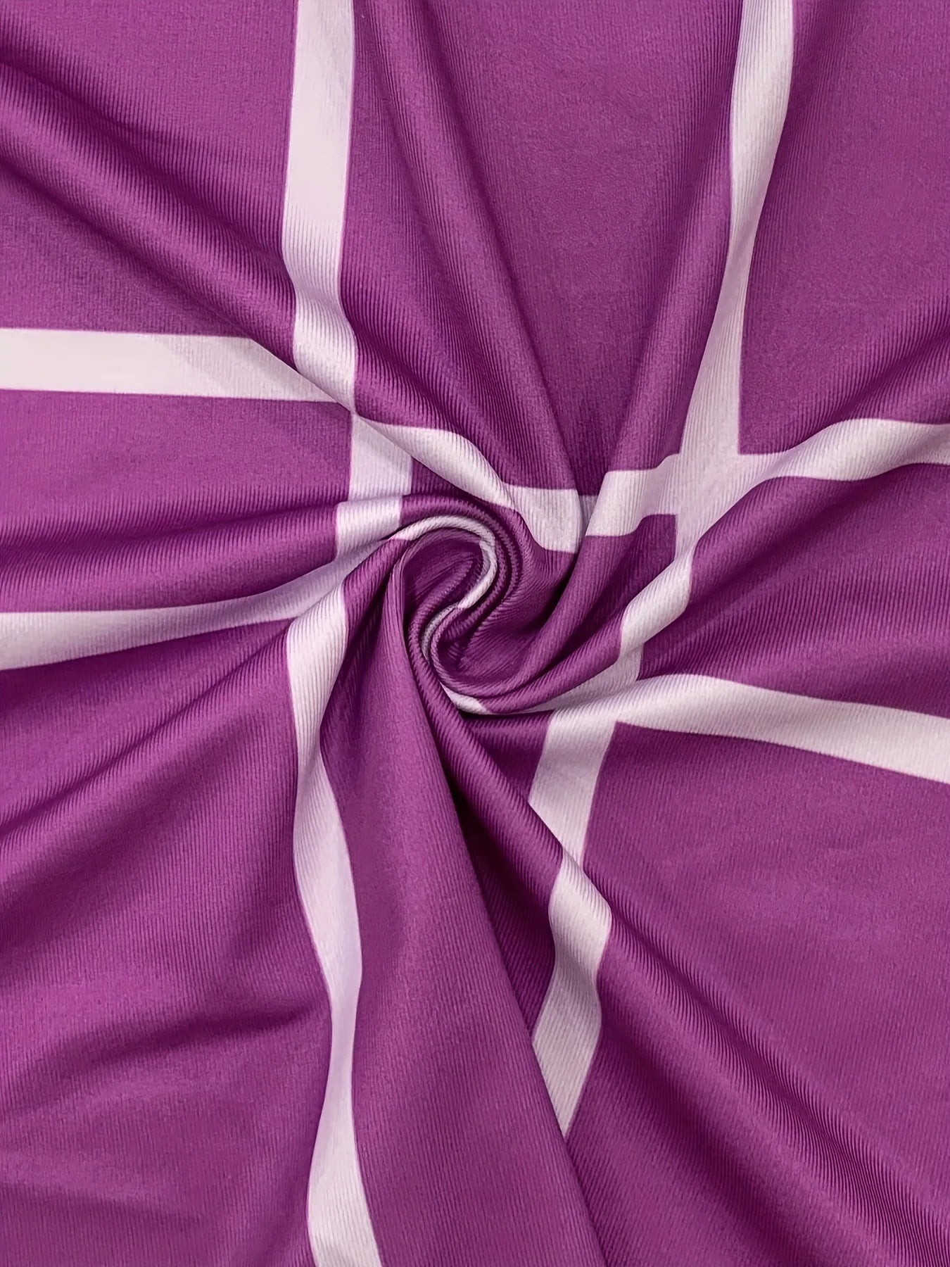 Elements Striped Grid Printed Casual Round Neck  Two Piece Set