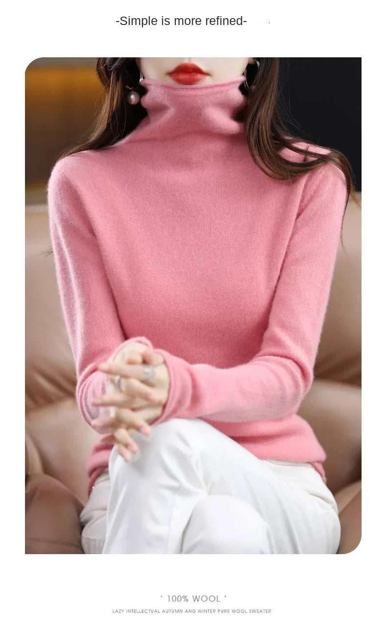 New 100% Merino Wool Turtleneck Cashmere Sweater