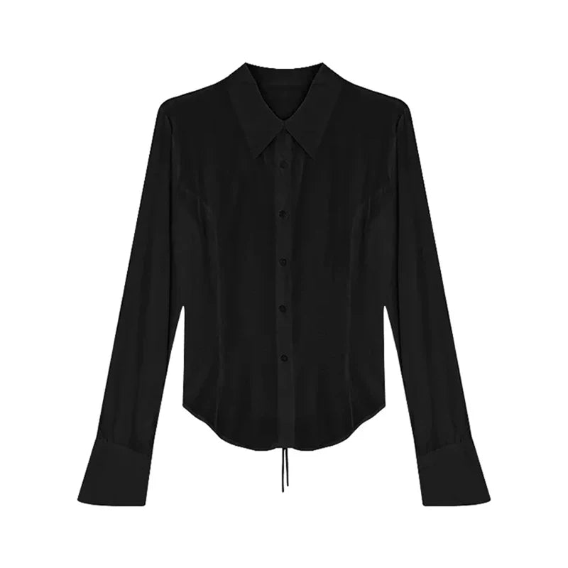 Gidyq Fashion Women Bandage Shirts Korean All Match