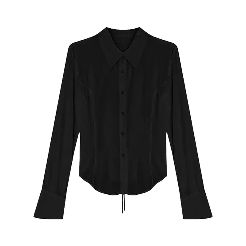 Gidyq Fashion Women Bandage Shirts Korean All Match