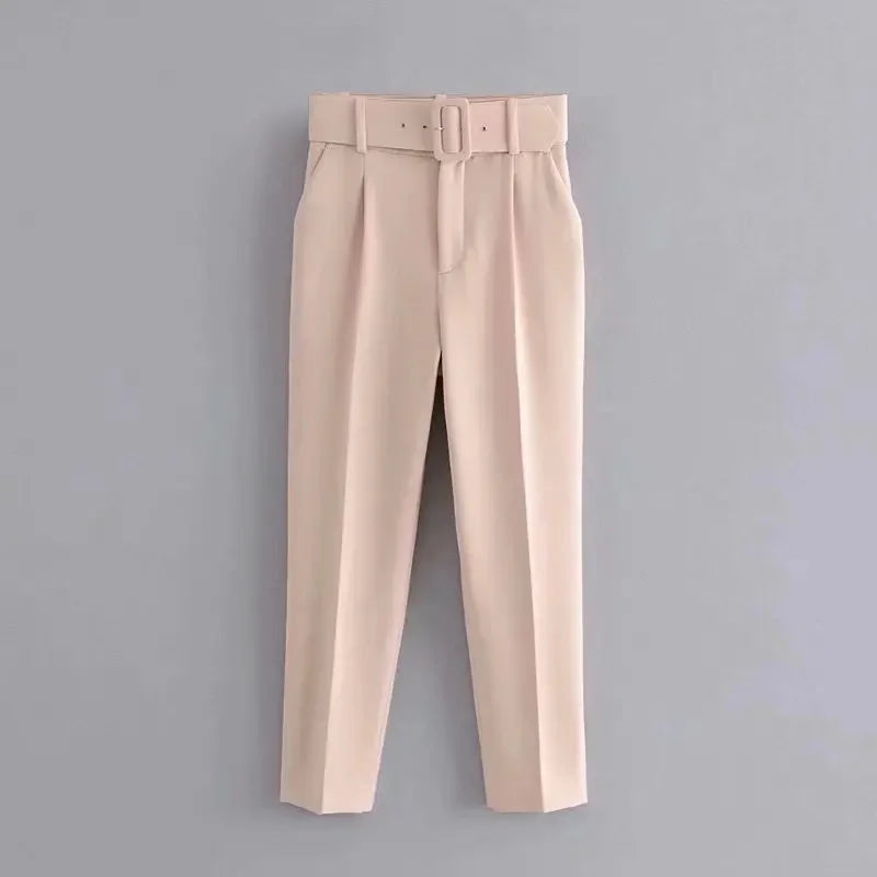 Fashionable Elegant High-Waisted Carrot Pants