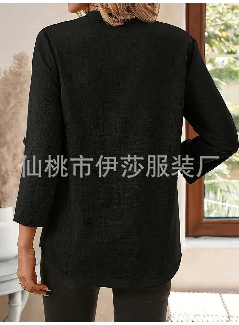 Elegant Casual V-neck Loose Sleeve Blouses