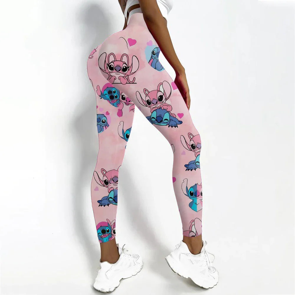 Disney Stitch Printed High Elasticity Tight  Fitness High Waist Pants