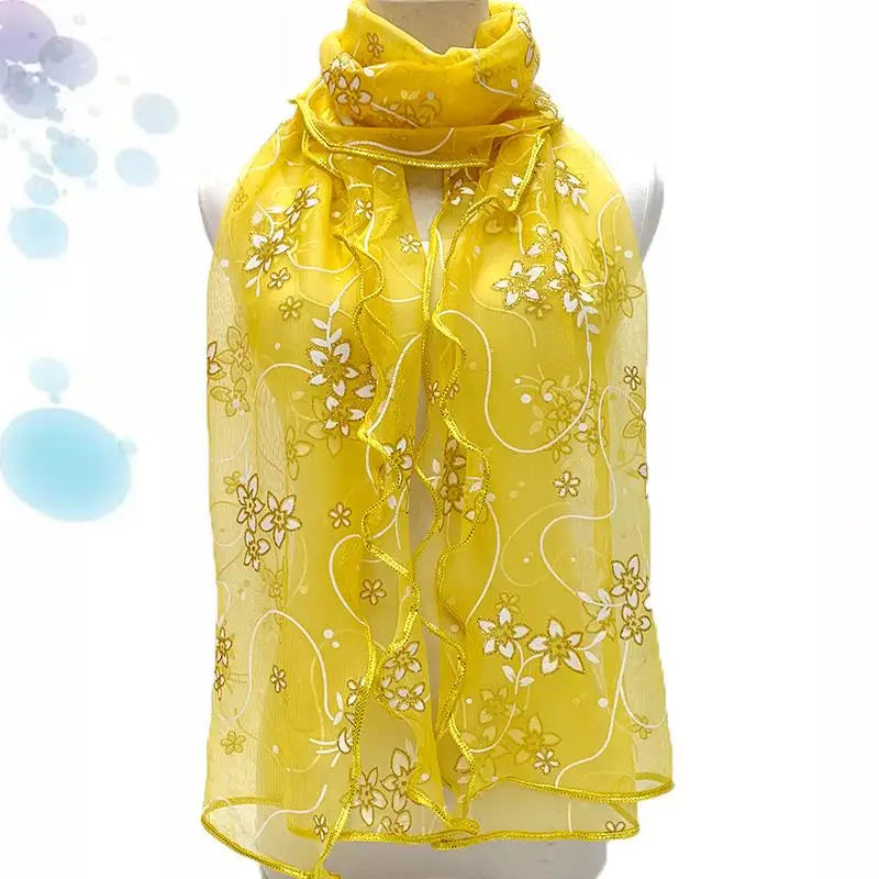 Lace Scarf Lightweight  Elegant  Print Silk Neckerchief Shawl Wraps