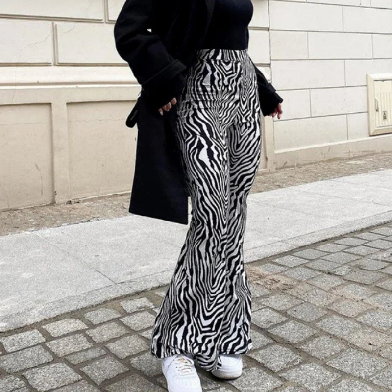 Zebra Print Wide Leg Pants