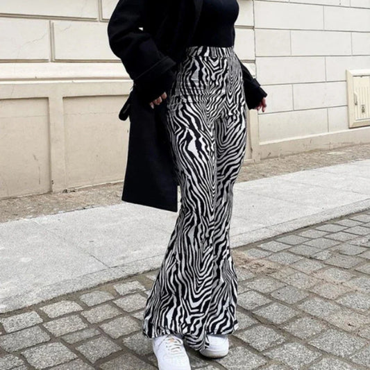 Zebra Print Wide Leg Pants