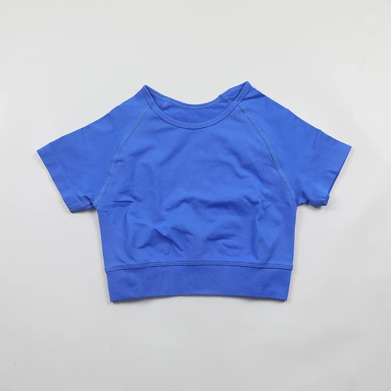 Impact Crop Top Women Short Sleeve Yoga Shirts Slim