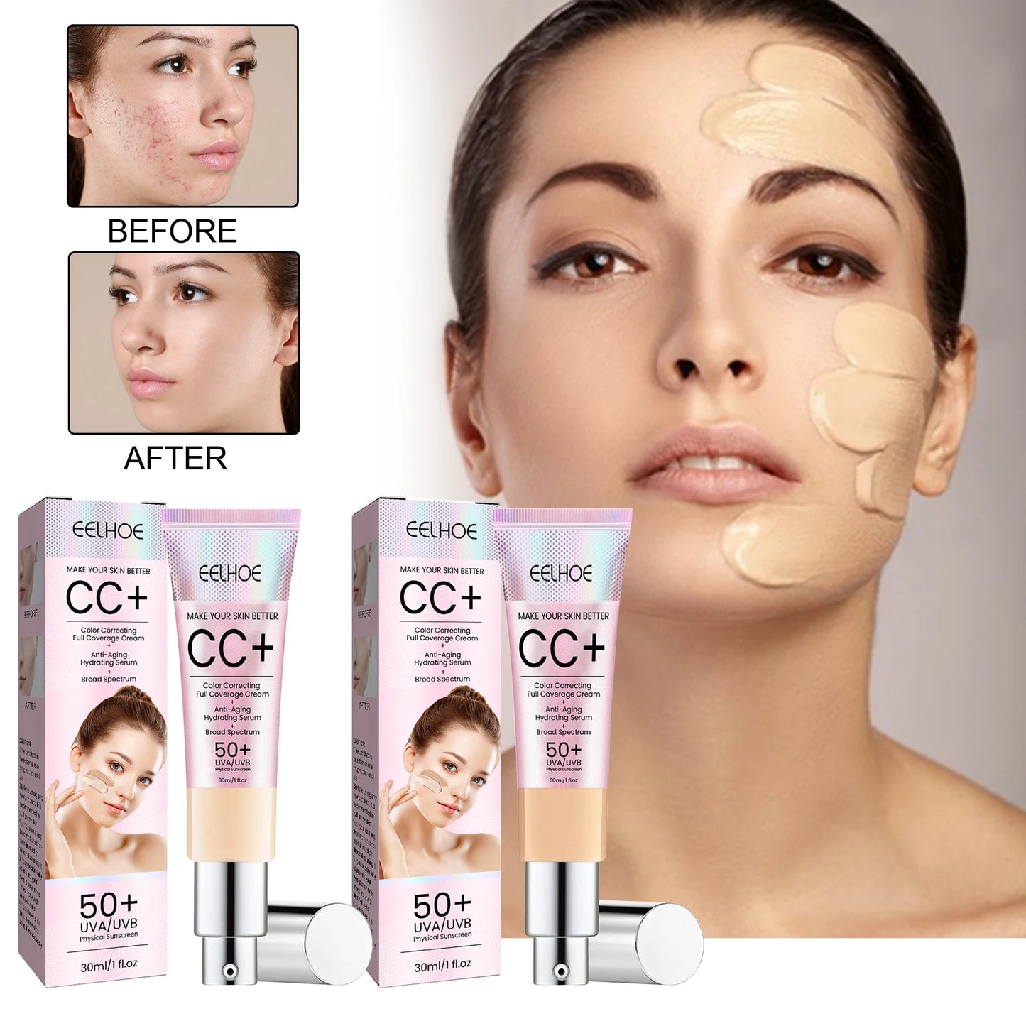 1/2/3pcs CC Cream Foundation Waterproof Brighten | Ships from US
