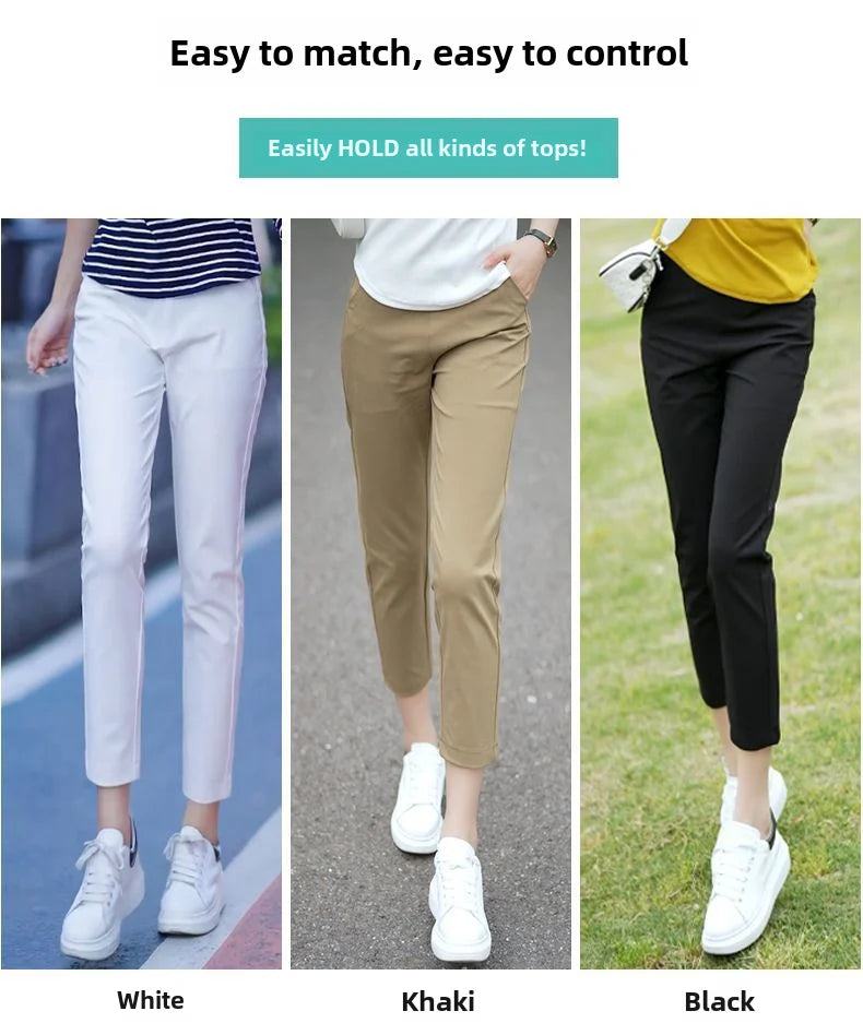 Casual Style Lightweight Casual Suit  Elastic Waist Short Length Pants