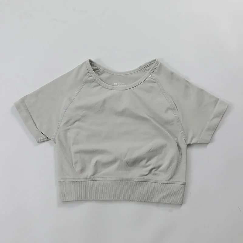 Impact Crop Top Women Short Sleeve Yoga Shirts Slim
