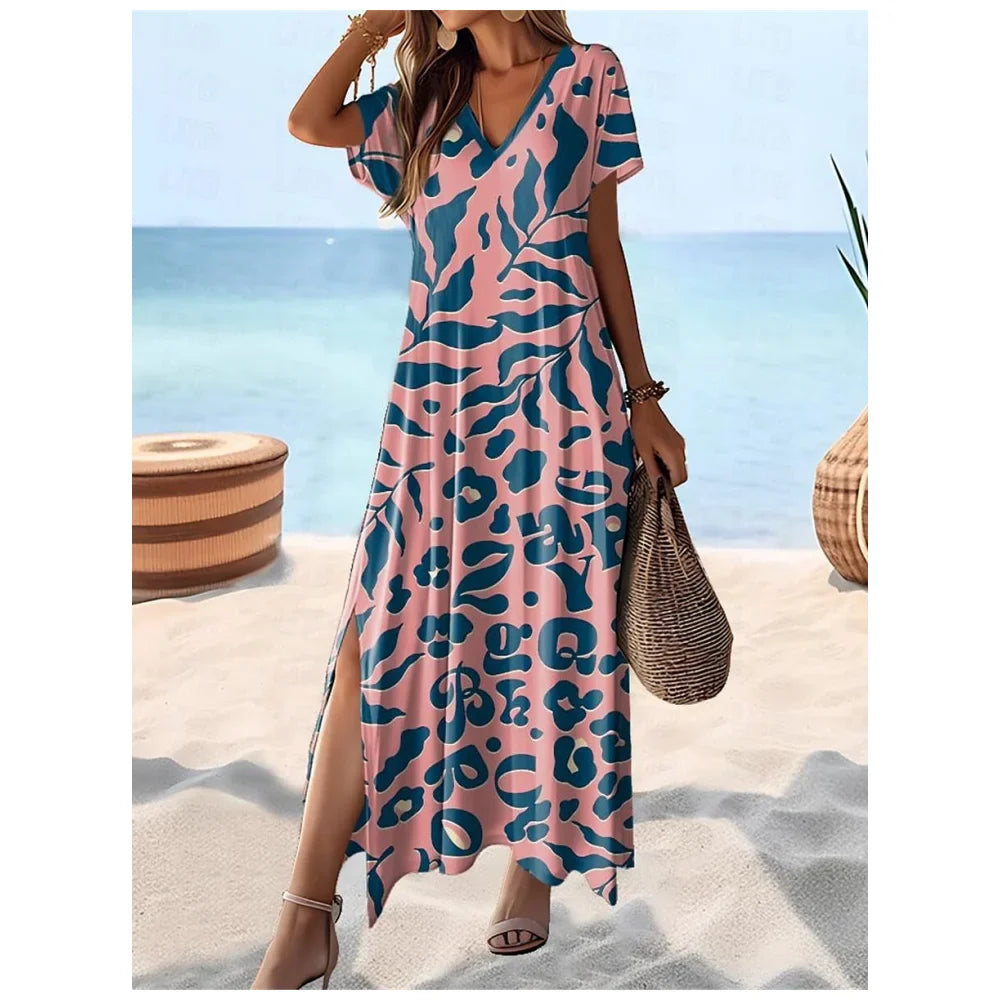 Hawaii Style Print Summer Lightweight Long Dresses