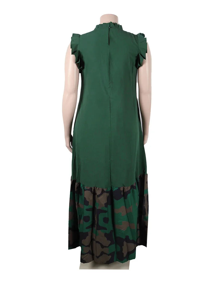 Wm star Plus Size Patchwork Elegant Full Length  Maxi Dress