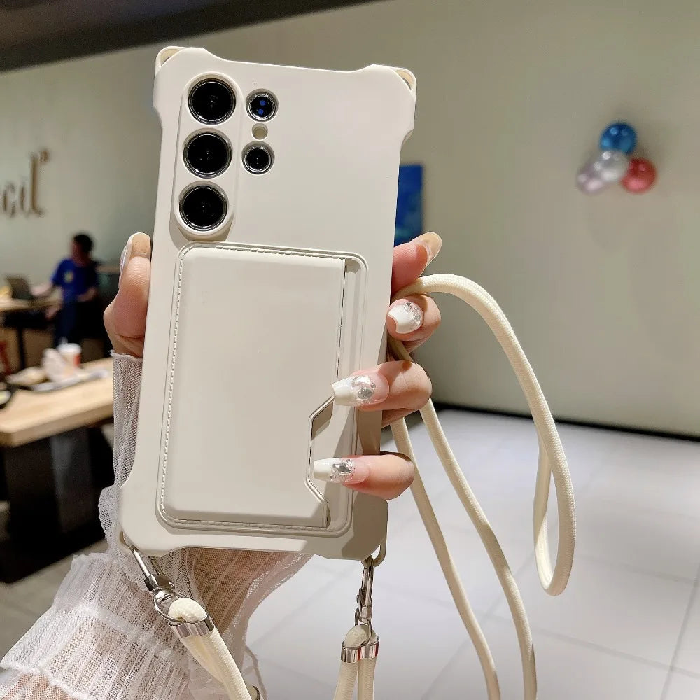 Soft Silicone Lanyard Wallet Case for Samsung Galaxy