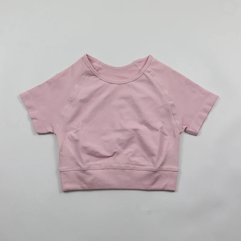 Impact Crop Top Women Short Sleeve Yoga Shirts Slim