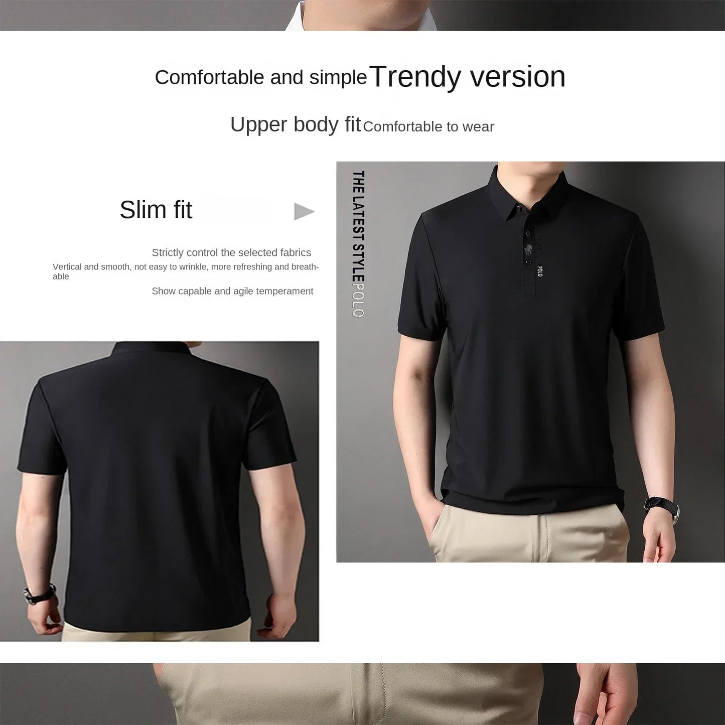 Ice Silk Embroidery Polo Shirt 2024 New Summer Lapel