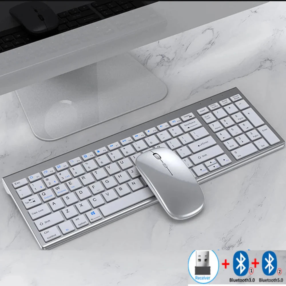 Onetify Rechargeable Bluetooth with 2.4Ghz Wireless Keyboard and Mouse Set