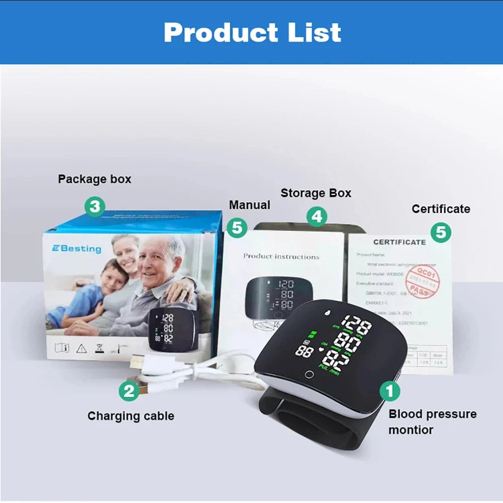 Smart Wrist Sphygmomanometer Touchable Heart