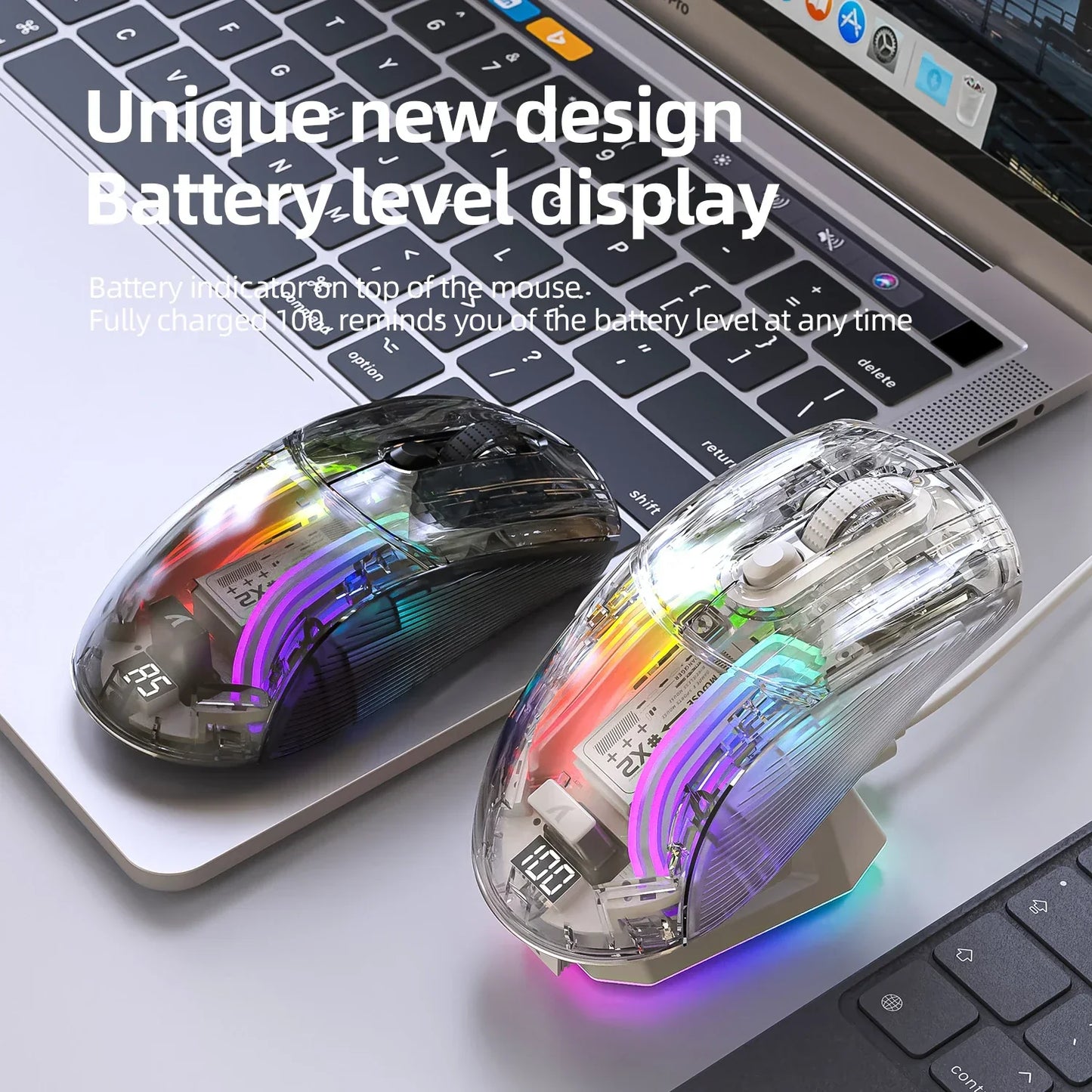 RGB Dual Mode Bluetooth Wireless Transparent Mouse