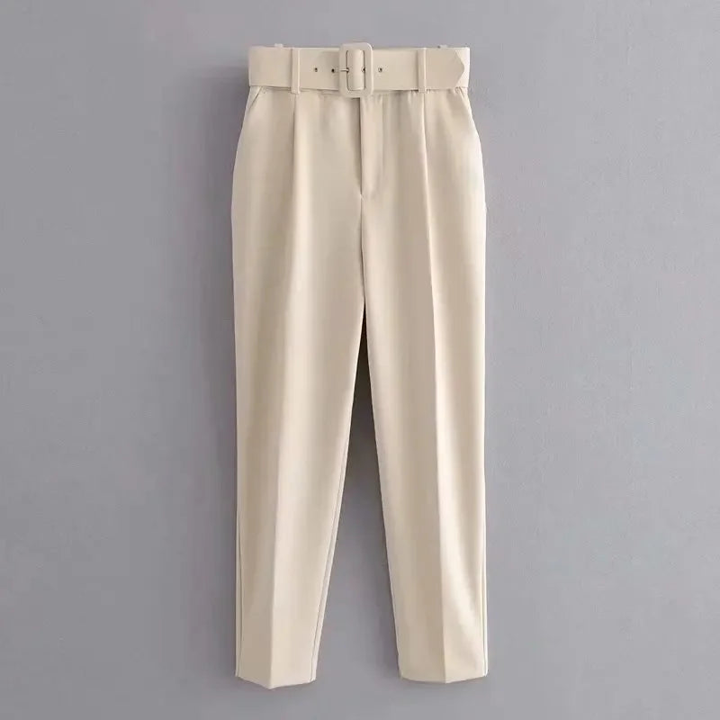 Fashionable Elegant High-Waisted Carrot Pants