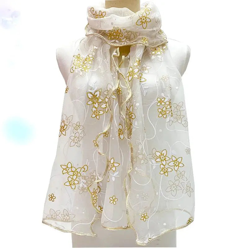 Lace Scarf Lightweight  Elegant  Print Silk Neckerchief Shawl Wraps