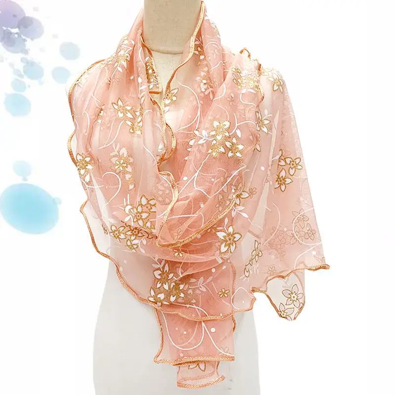 Lace Scarf Lightweight  Elegant  Print Silk Neckerchief Shawl Wraps