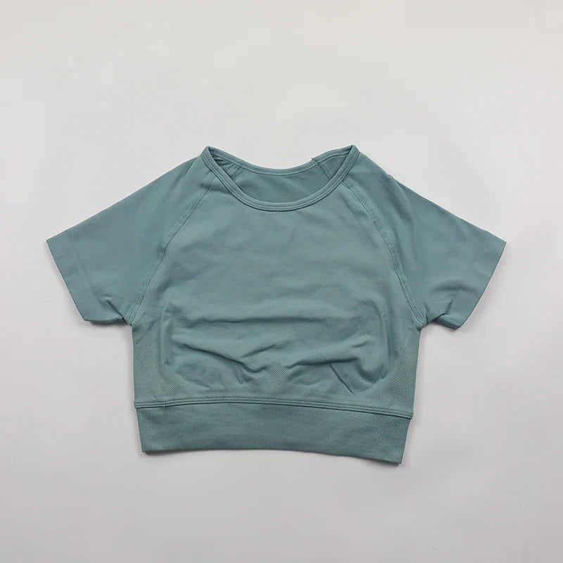 Impact Crop Top Women Short Sleeve Yoga Shirts Slim
