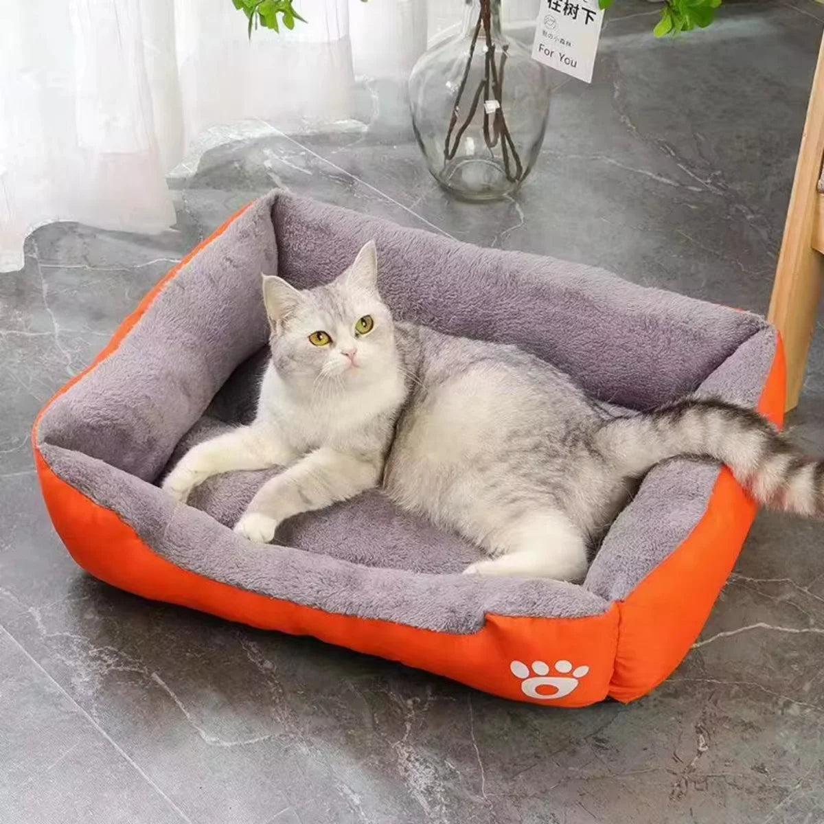 Color Square Winter Soft Warm House for Dog Bed 550g | Ships from US