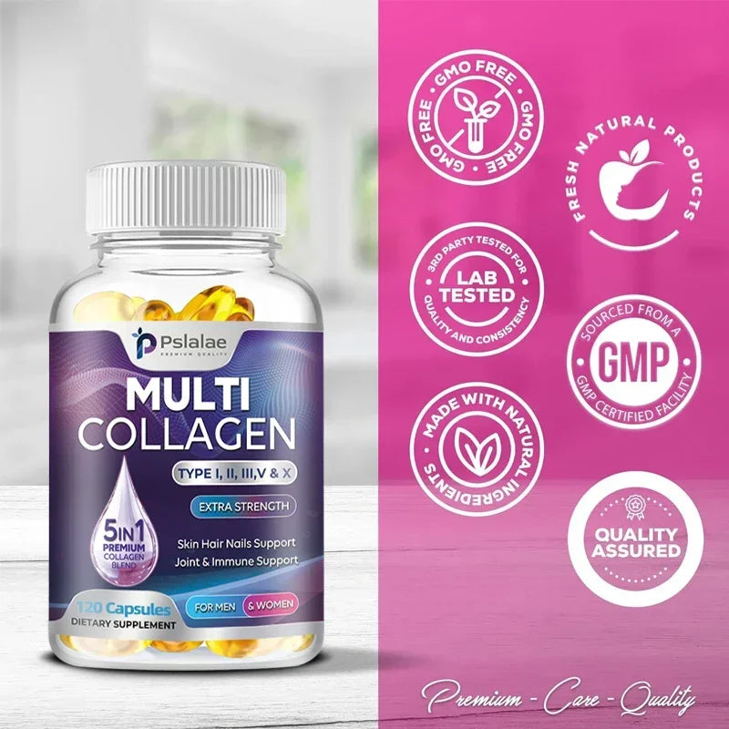 Multiple Collagen Complex - Type I, II, III, V, X, Grass Fed and Non-GMO Hydrolyzed Collagen Peptide Supplement
