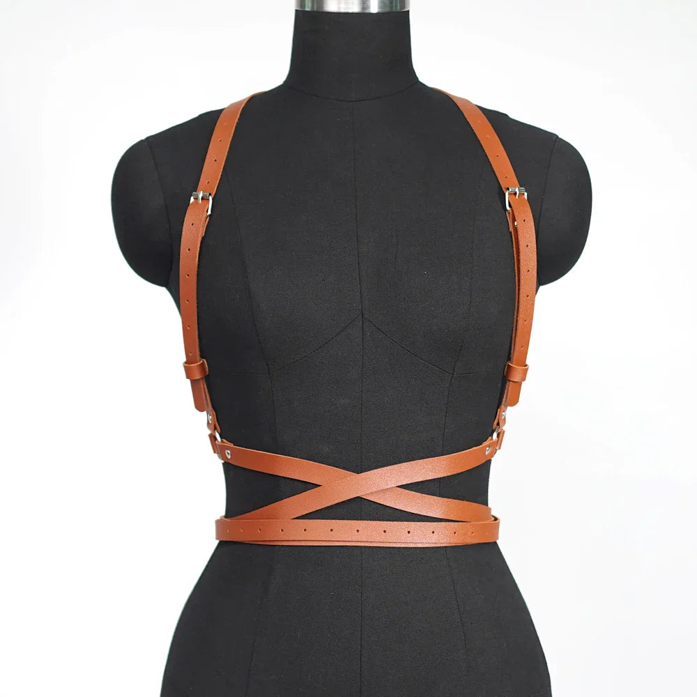 Womens Faux Leather Full Shoulder to Waist Corset