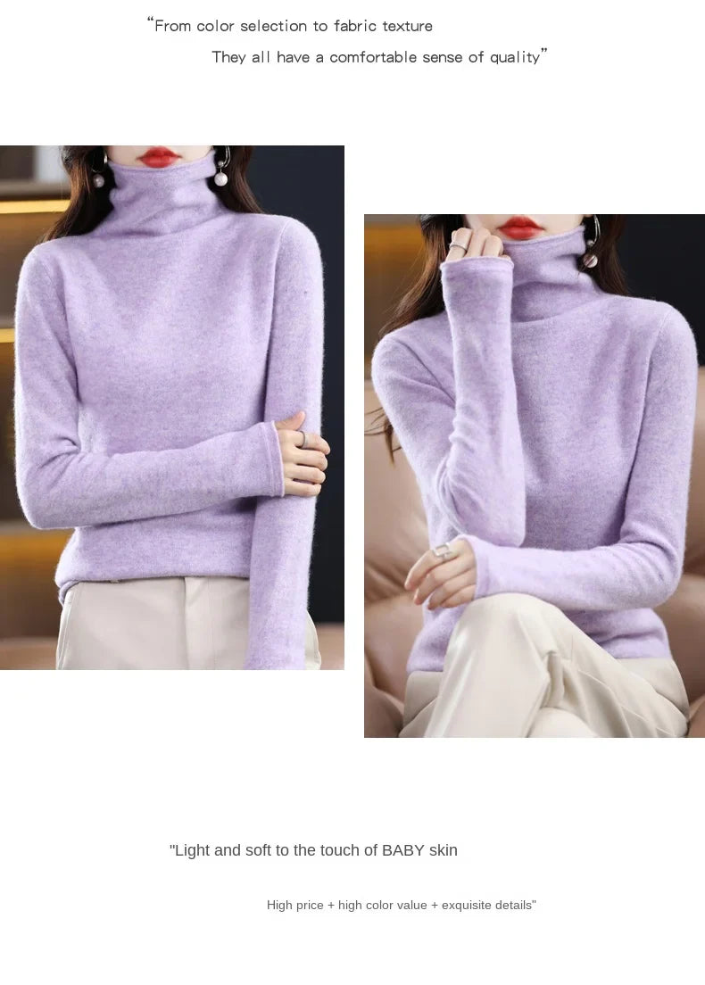New 100% Merino Wool Turtleneck Cashmere Sweater