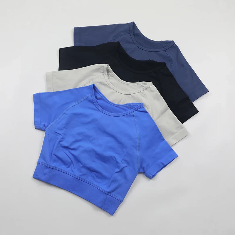 Impact Crop Top Women Short Sleeve Yoga Shirts Slim
