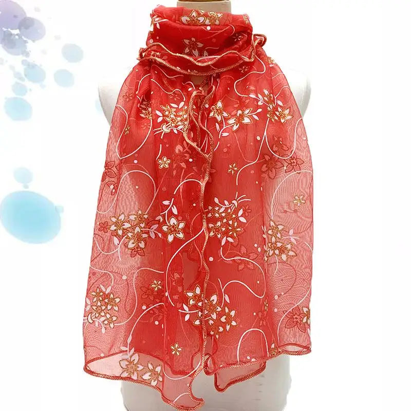 Lace Scarf Lightweight  Elegant  Print Silk Neckerchief Shawl Wraps