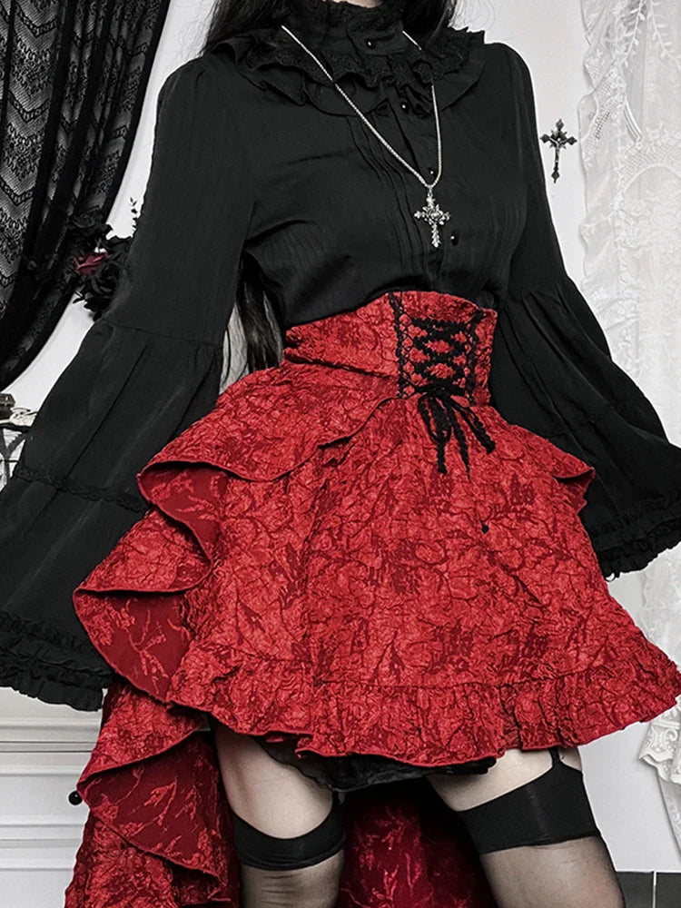 Alt Goth Fairy core Grunge Lolita Skirt Women Dark Gothic