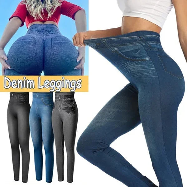 Women's Seamless Denim-Look Leggings