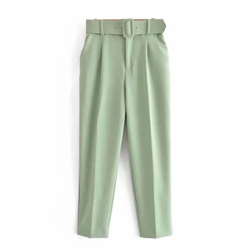 Fashionable Elegant High-Waisted Carrot Pants