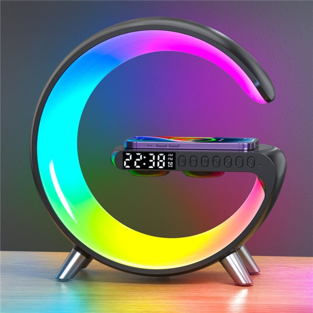 RGB Wireless Charging Station Alarm Clock Bluetooth Speaker