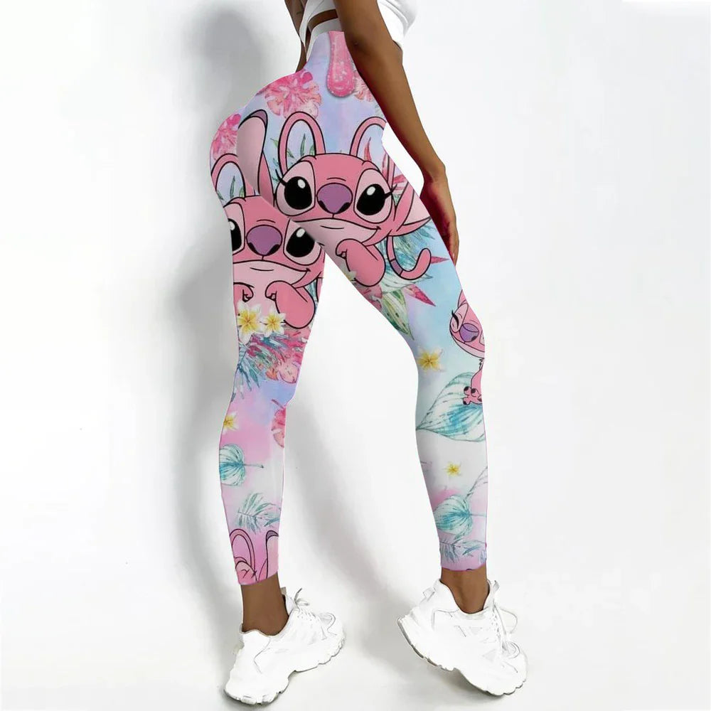 Disney Stitch Printed High Elasticity Tight  Fitness High Waist Pants