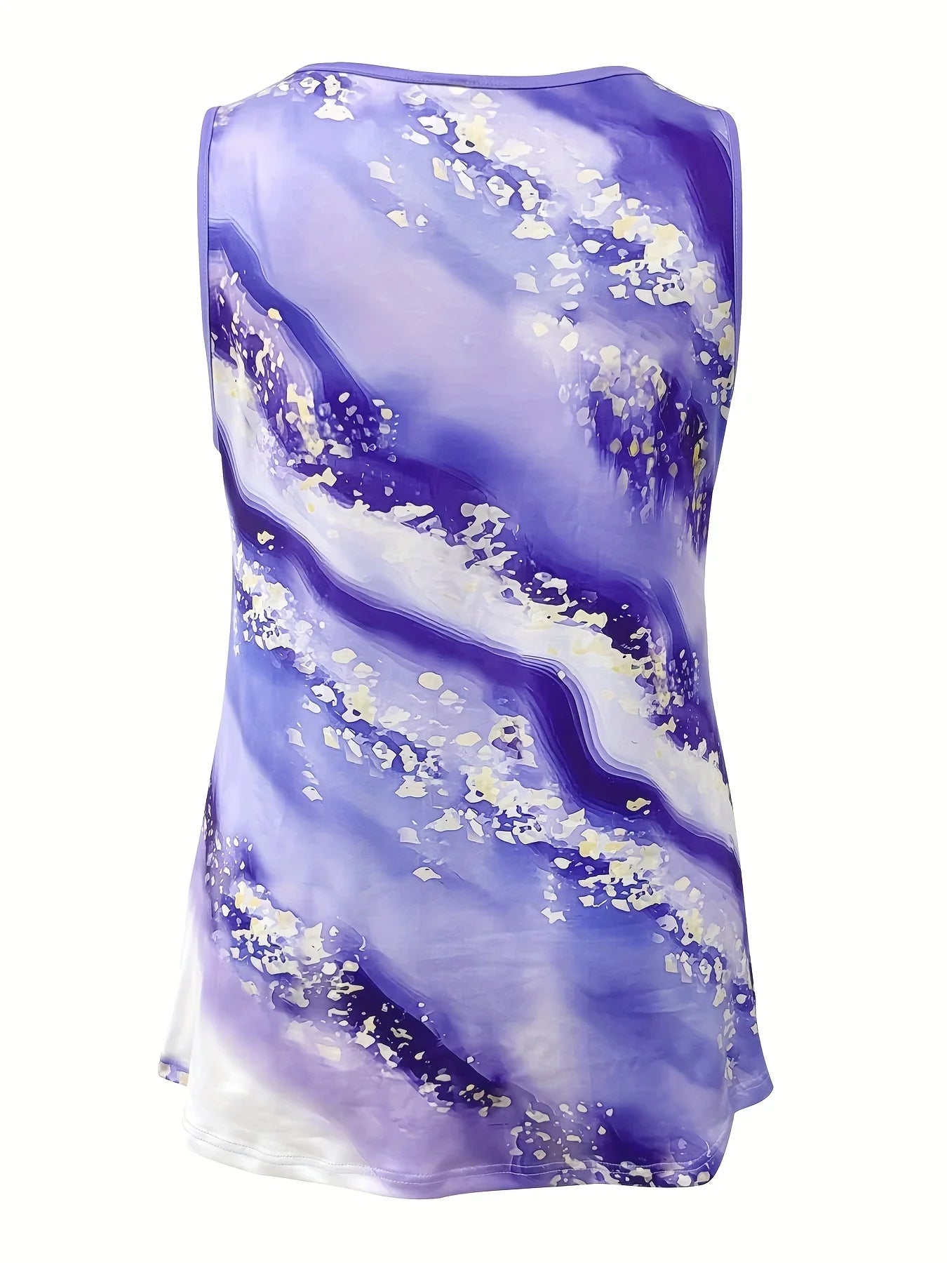 Plus Size Marble Print Tank Top Criss Cross Sleeveless