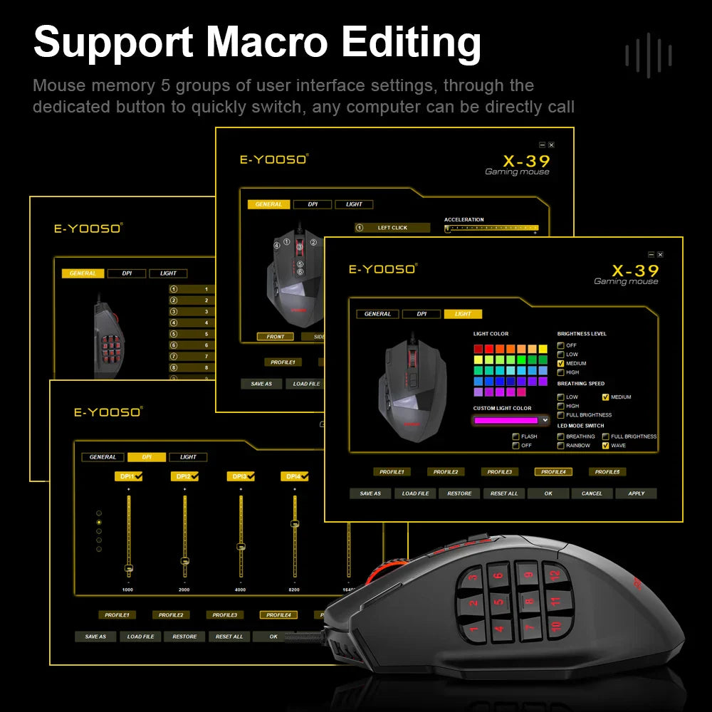 16000 DPI Wired 19 Buttons Optical Mouse