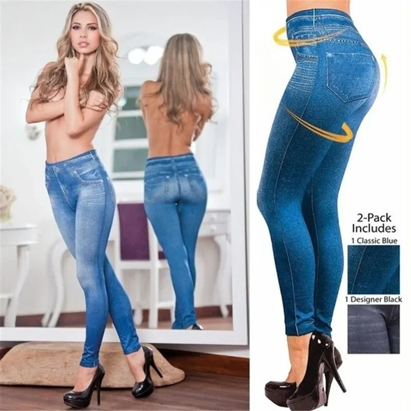 Women's Seamless Denim-Look Leggings