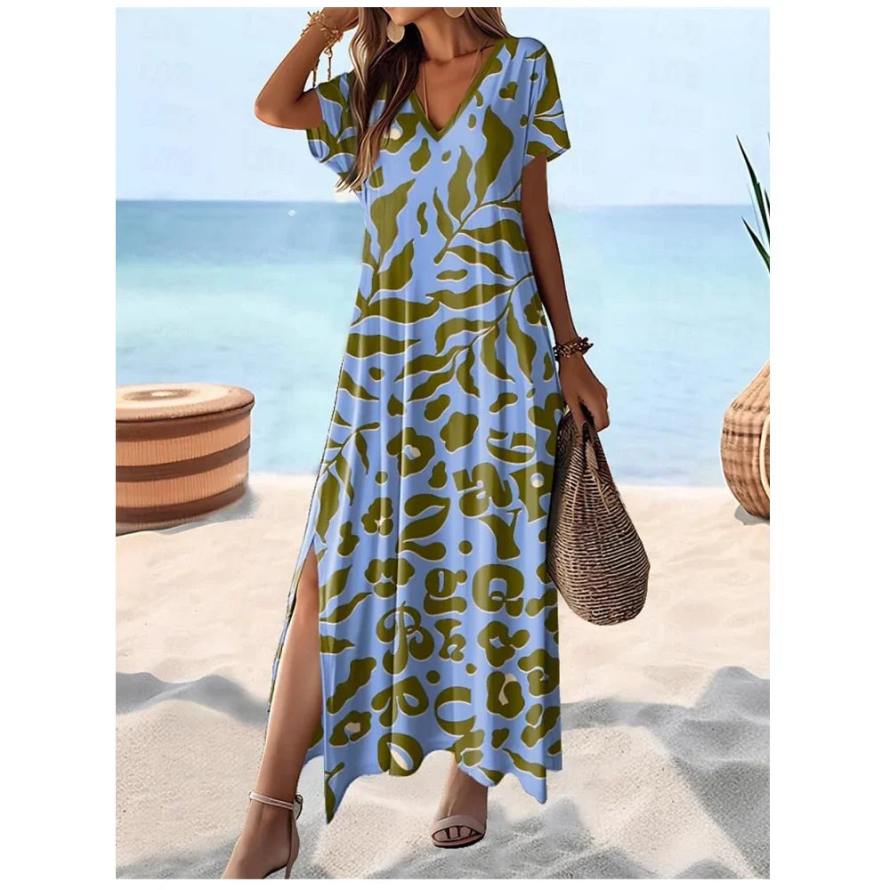 Hawaii Style Print Summer Lightweight Long Dresses