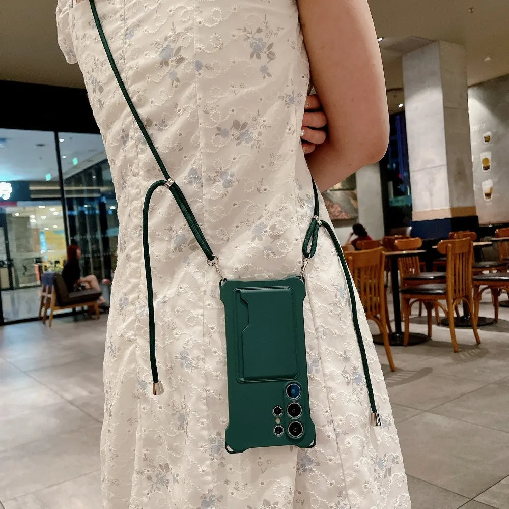 Soft Silicone Lanyard Wallet Case for Samsung Galaxy