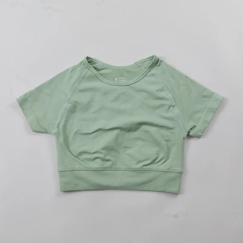 Impact Crop Top Women Short Sleeve Yoga Shirts Slim