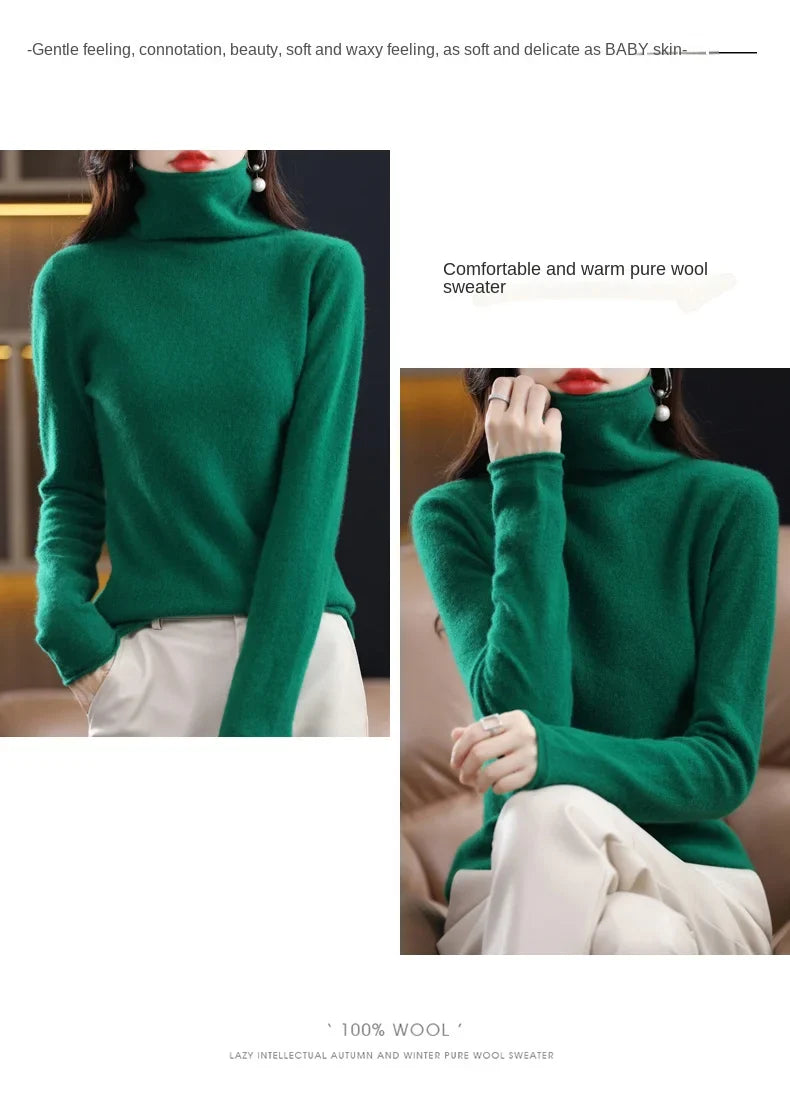 New 100% Merino Wool Turtleneck Cashmere Sweater