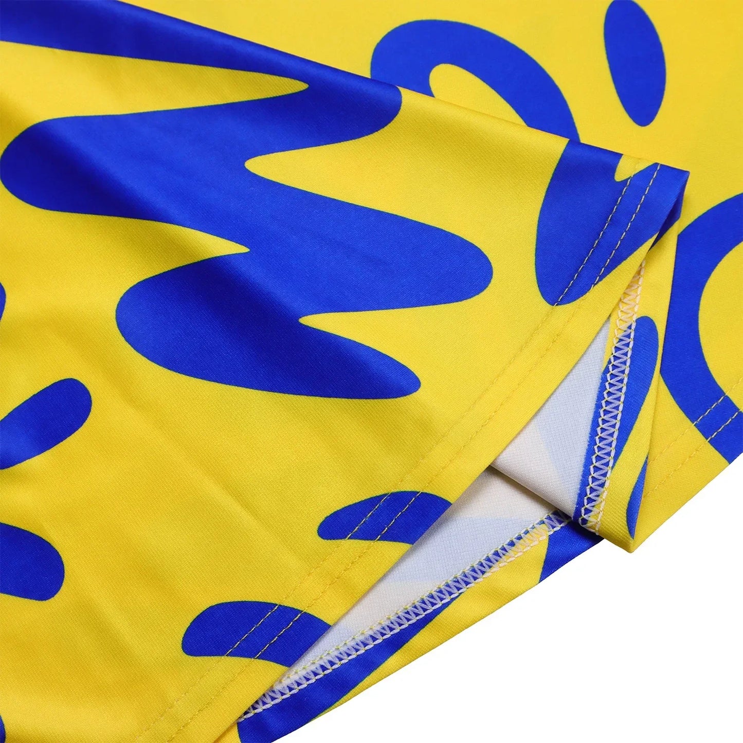 Printed Belted Dress Elegant  Knee-Length Round Neck Short Sleeve Dress